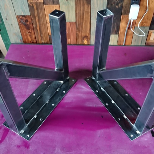 無塗装でアイアンな極太鉄脚♪ 50×400×380mm N型 2脚ver. リビング  