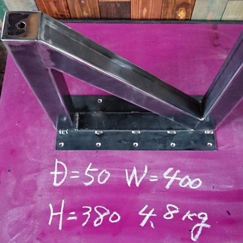 無塗装でアイアンな極太鉄脚♪ 50×400×380mm N型 2脚ver. リビング  