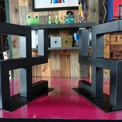 マットでアイアンな極太鉄脚♪ 台形型 2脚ver. リビング・ローテーブル マットブラックでアイアンな極太鉄脚♪50×400×400mm 卍型 2脚ver