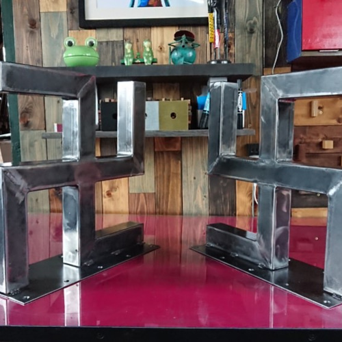 無塗装でアイアンな極太鉄脚♪50×400×400mm 卍型 2脚ver. リビング  