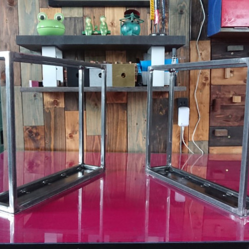 無塗装でアイアンな角鉄鉄脚♪ 100×400×350mm □型 2脚ver. リビング  