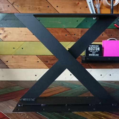 マットブラックでアイアンなフラット鉄脚♪ 50×400×350mm X型 2 マットブラックでアイアンなフラット鉄脚♪ 50×400×350mm X型 2