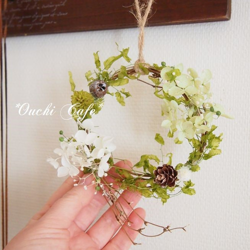 ナチュラルミニリース*～No.9～ リース *Ouchi Cafe* 通販 10967327