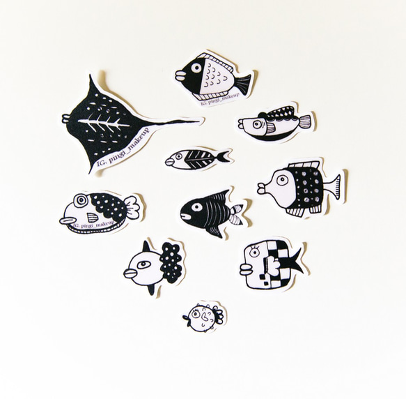太い唇の魚厚い唇の魚の魚のステッカーバッグ日記のパトリックの装飾小温清紙テープ 1枚目の画像