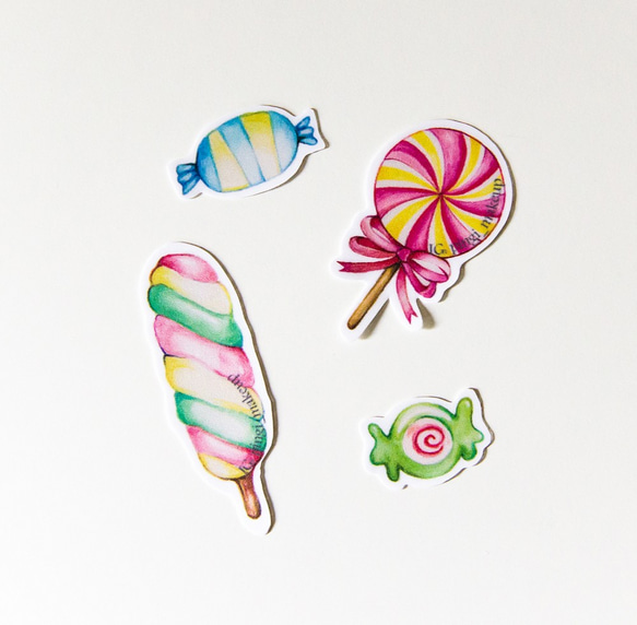 Lollipop & candy 手描き甜蜜繽紛糖果おいしいです貼紙組❤イラスト糖果 手繪水彩風貼紙包 第1張的照片