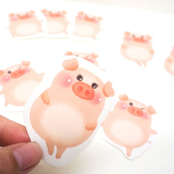 豬豬報喜貼紙手描き手繪水彩風貼紙包Pig Stickers 第1張的照片