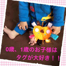 保育士の手作りおもちゃ パリパリライオン カシャカシャ タグ玩具 ハンドメイド 4枚目の画像