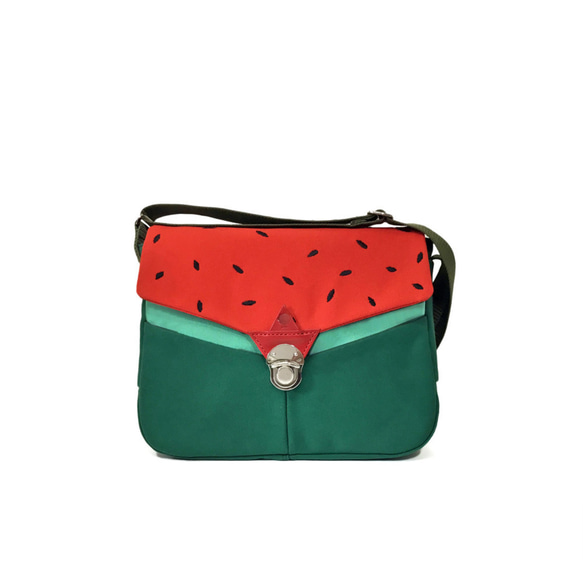 【受注生産】帆布 ショルダーバッグ M　Watermelon　スイカ 1枚目の画像