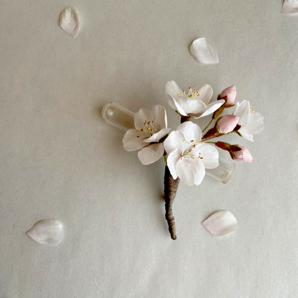 染め花　桜のコサージュ 1枚目の画像
