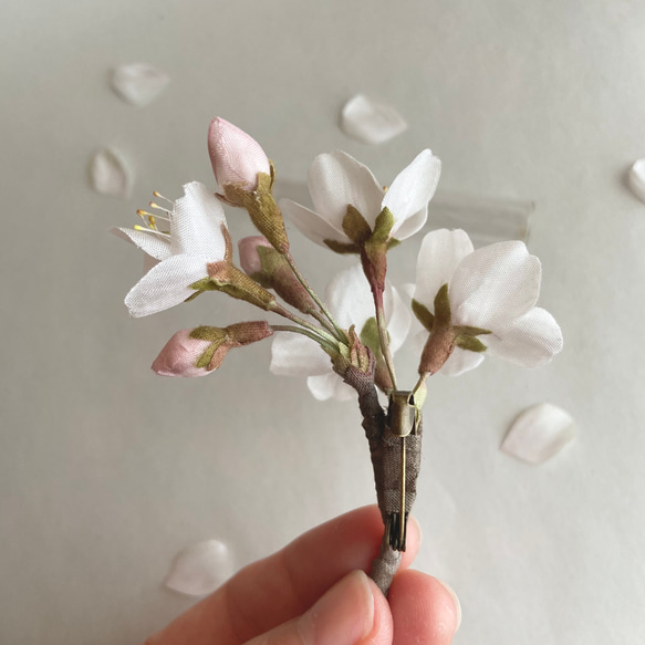 染め花　桜のコサージュ 4枚目の画像