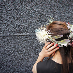 Flower crown【Dusty Modern】花冠リーフ冠ヘッドドレス 4枚目の画像