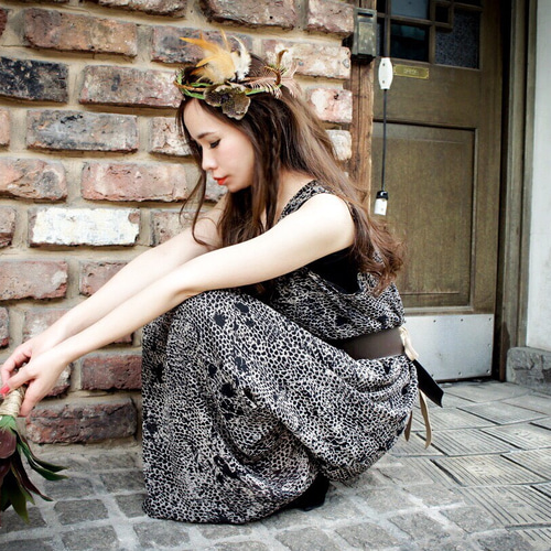 Flower crown【Hippie Bohemian】花冠 リーフ冠 羽根冠ヘッドドレス 