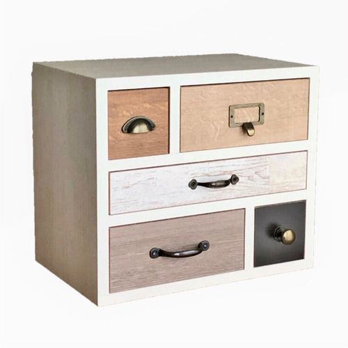 卓上チェスト 卓上収納 引出し カラフルチェスト ホワイト マルチ