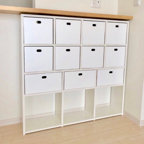 カウンター下収納 ラック 引き出し 木製 ホワイト 白 棚・シェルフ