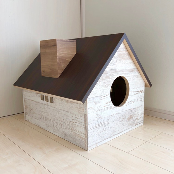 【送料無料】猫のおうち キャットハウス トイレカバー　猫　家具　木製 1枚目の画像