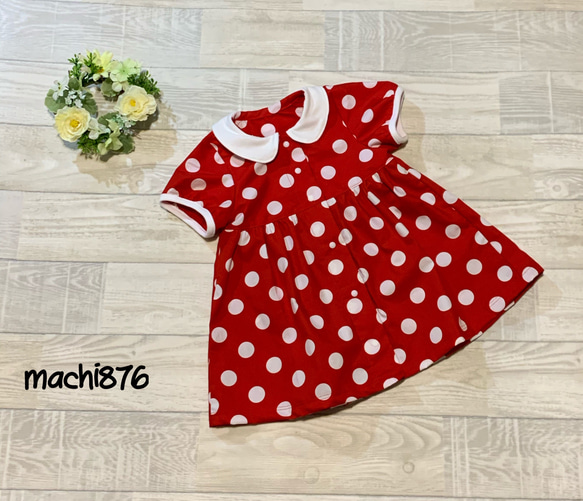 赤ドットワンピース2520 no.202 ワンピース ☆赤水玉 子供服 machi876 通販 6428454