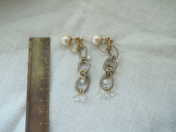 cottonpeari×crochet 3連（イヤリングorピアス） 3枚目の画像