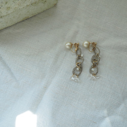 cottonpeari×crochet 3連（イヤリングorピアス） 4枚目の画像