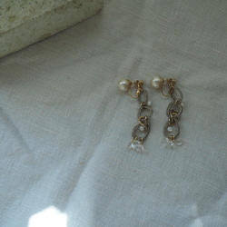 cottonpeari×crochet 3連（イヤリングorピアス） 5枚目の画像