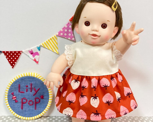 ラブリーいちごのワンピース♡(OR) ぽぽちゃん 服 USAコットン