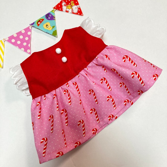 ステッキクリスマスワンピース☆(PI)　ぽぽちゃん　服　USAコットン 4枚目の画像