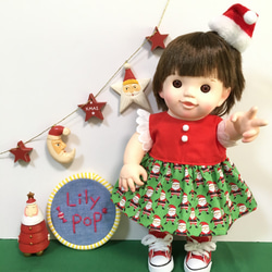 【在庫限り】クリスマスワンピース♡(GN)　ぽぽちゃん　服　USAコットン 1枚目の画像