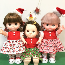 【在庫限り】クリスマスワンピース♡(GN)　ぽぽちゃん　服　USAコットン 4枚目の画像