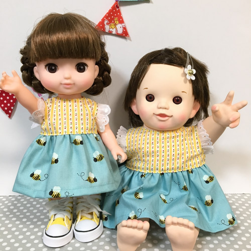 はちさんブンブンワンピース♡ ぽぽちゃん 服 USAコットン その他人形