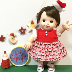 【在庫限り】クリスマスワンピース☆(PI)　ぽぽちゃん　服　USAコットン 1枚目の画像