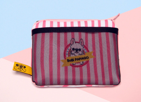 ピンクのウサギメッシュカードセットの財布 2枚目の画像