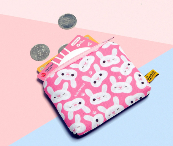 ピンクのウサギメッシュカードセットの財布 4枚目の画像