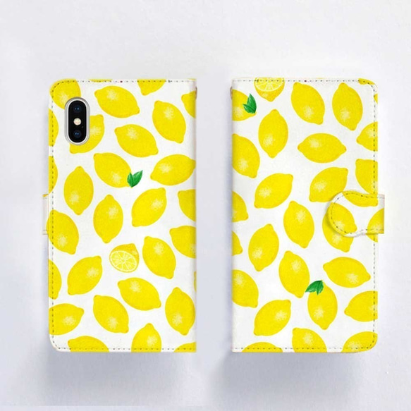 レモン フルーツ citron 北欧 iPhone/Android 手帳型 スマホケース【受注生産】 1枚目の画像