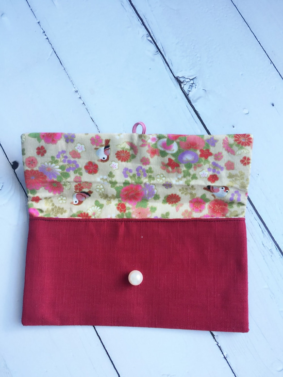 花が咲き誇る豊かで楽しいマゼンタ赤バッグスタイル3 /小さな財布/封筒バッグ 3枚目の画像