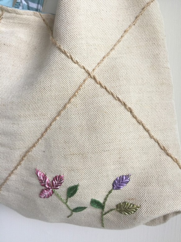 夏日麻布刺繡側肩包-特價 第5張的照片