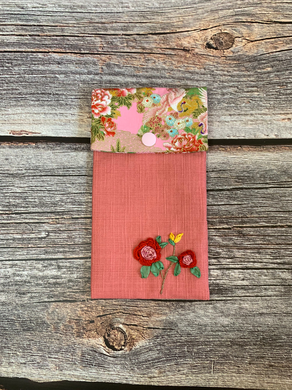 花が咲き誇る豊かで楽しいマゼンタ赤バッグスタイル3 /小さな財布/封筒バッグ 2枚目の画像