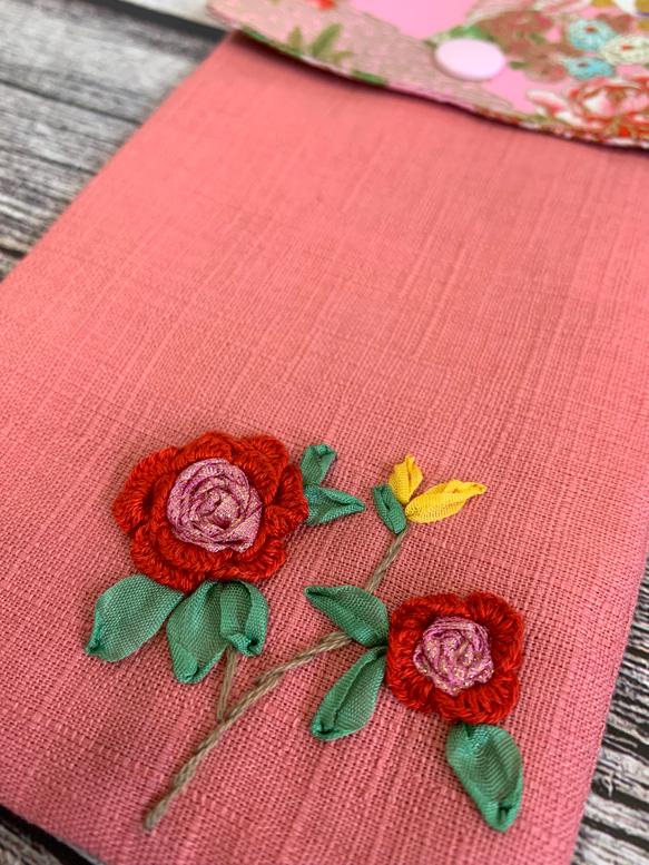 花が咲き誇る豊かで楽しいマゼンタ赤バッグスタイル3 /小さな財布/封筒バッグ 3枚目の画像
