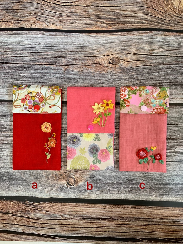 花が咲き誇る豊かで楽しいマゼンタ赤バッグスタイル3 /小さな財布/封筒バッグ 4枚目の画像