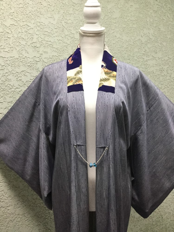 着物コート　着物リメイク　和風コート　和風コート　－柳流ー 10枚目の画像
