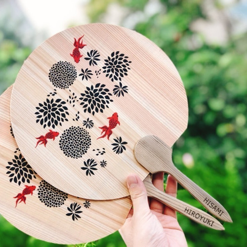 とち　扇型　お盆　手作り木工 楽天市場】お盆 トレー 木製 扇の通販