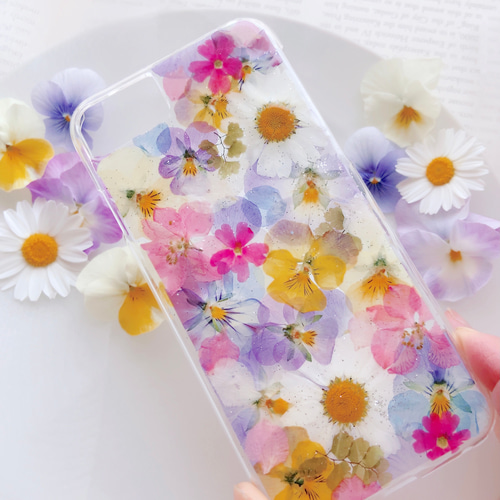 ❁.。.:*:.。.✽.。.:全機種対応♡押し花ケース