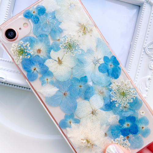 ❁.。.:*:紫陽花の憂いno2.❁.。.全機種対応♡押し花ケース 