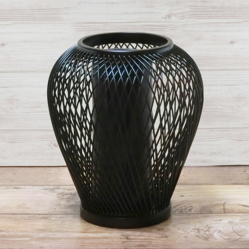 駿河竹千筋細工　花器　涼香　塗り　伝統工芸の竹細工