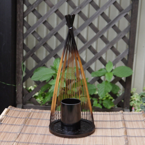 駿河竹千筋細工 花器 雪ん子 塗り 伝統工芸の竹細工 一輪挿し