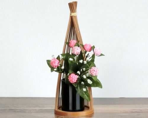 駿河竹千筋細工 花器 新雪25 古代 伝統工芸の竹細工 一輪挿し・花瓶