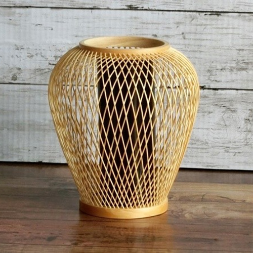 伝統工芸品 駿河竹千筋細工 花器　然林房の竹細工 2645b2656a9263d03d4c6a5ec42525