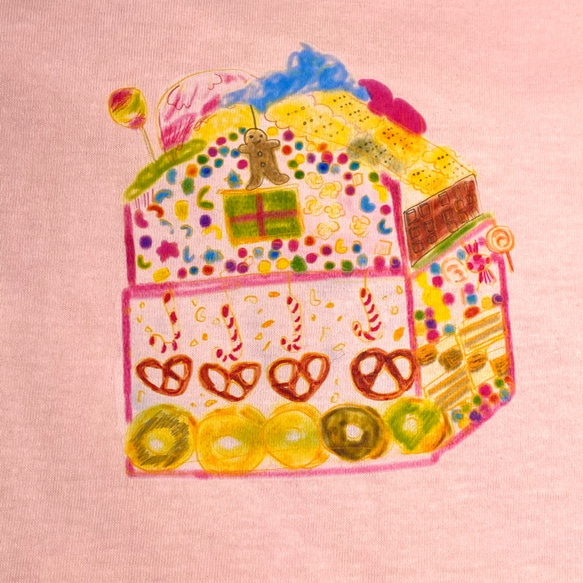 ヘンゼルとグレーテルのお菓子の家Tシャツ　レディース フリー　Tcollector 2枚目の画像