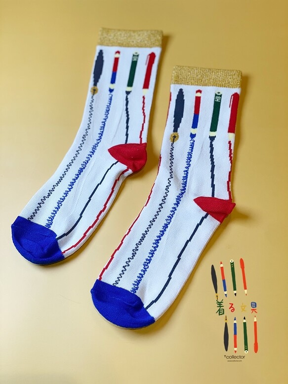 &lt;女士襪子3件套裝&gt; 配戴文具：郵遞區號/紅/藍鉛筆/鋼筆 襪子 襪子 第4張的照片