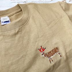 【父の日】『新作WEEK2021』動物好きへのギフトに　鉛筆の鹿　刺繍Tシャツ 5枚目の画像