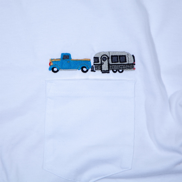 [父親節] 美國汽車露營車刺繡口袋大廓形 T 卹 男女通用 S - XL 第7張的照片