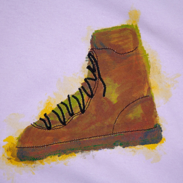 【父の日】靴紐は刺繍で。使い込んだ靴のイラストTシャツ　ユニセックスS~XXL 4枚目の画像